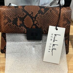 Nicole Miller Brown Snakeskin Clutch